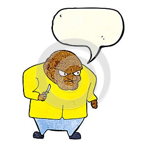 cartoon evil man with speech bubble