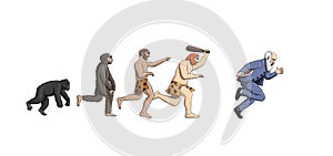 Cartoon evolution theory, progression of man mankind