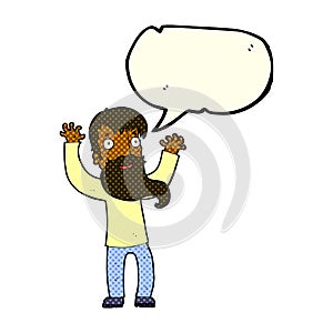 cartoon excited man with beard with speech bubble