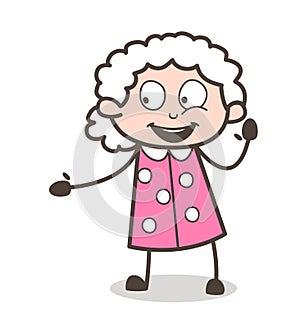 Cartoon Excited Old Woman Gesturing Vector