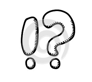 Cartoon Exclamation and Question Mark Doodle