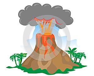 Cartoon exploding volcano