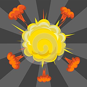 Cartoon explosion boom effect animation game sprite sheet explode burst blast fire comic flame vector illustration.