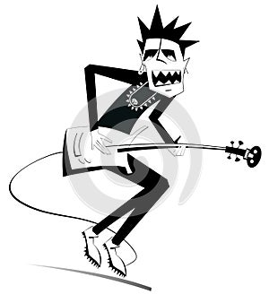 Cartoon expressive guitarist illustration