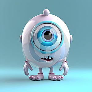 A cartoon eye-ball character watch movie
