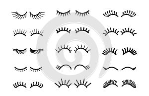 Cartoon eyelashes. Unicorn closed eyes, cute animal sleeping face, pretty closed eyelashes makeup set. Vector face