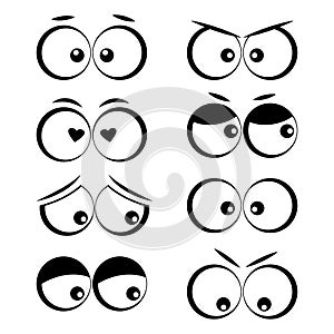 Cartoon eyes with different emotions. Vector illustration