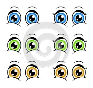 Cartoon eyes, expression vector silhouette symbol icon design.