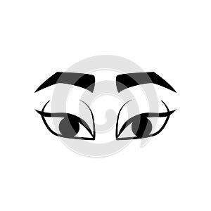 Cartoon eyes line icon. Cartoon character expressions.