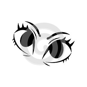 Cartoon eyes line icon. Cartoon character expressions.