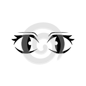 Cartoon eyes line icon. Cartoon character expressions.