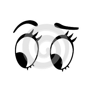 Cartoon eyes line icon. Cartoon character expressions.