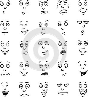 Cartoon face emotions hand drawn set