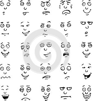 Cartoon face emotions hand drawn set photo