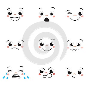 Cartoon face emotions set. set of avatar expressions.