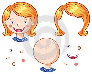 Cartoon face parts for kids to put together