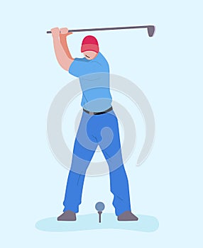 Cartoon Faceless Man Playing Golf Illustration