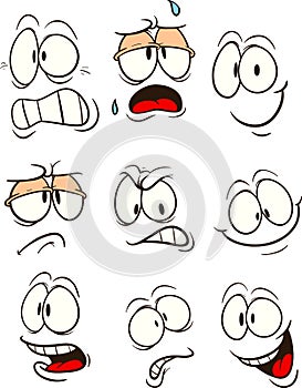 Cartoon faces with different expressions