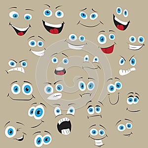 Cartoon faces expresion set