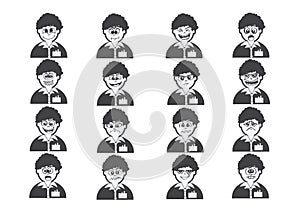 Cartoon faces Set drawing illustration