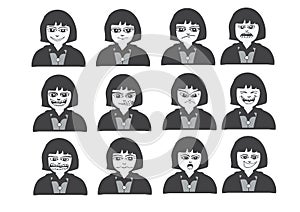 Cartoon faces Set drawing illustration