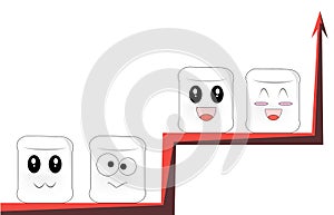 Cartoon faces sit on different red branches of the same graphic