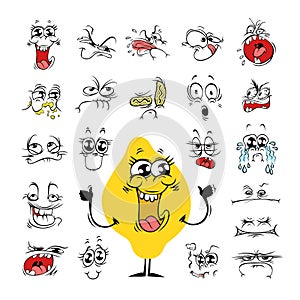 Cartoon Facial Expressions Set for Humor Design