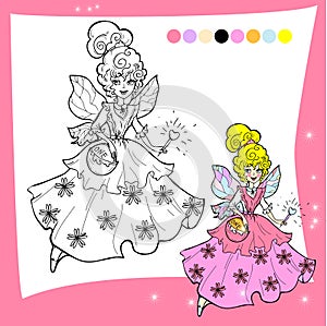 Cartoon fairy coloring page