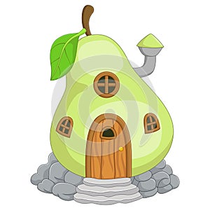 Cartoon Fairy house in the shape of a pear