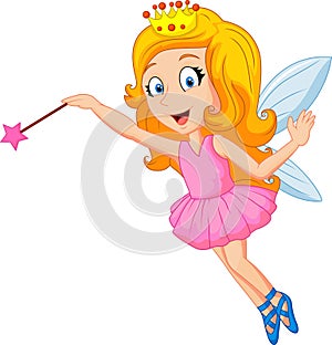 Cartoon fairy with magic wand