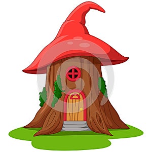 Cartoon fairy tale house made of hat