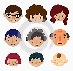 Cartoon family face icons