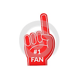 Cartoon Fan Foam Red Glove on a White. Vector