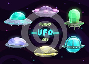 Cartoon fantastic ufo set