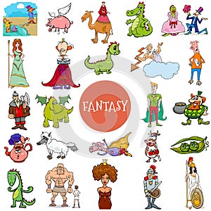 Cartoon fantasy and fairy tale characters large set