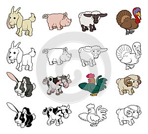 Cartoon Farm Animal Illustrations