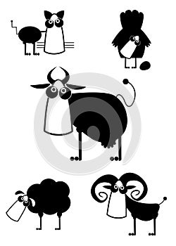 Cartoon farm animal set for design