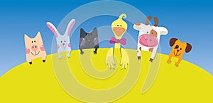 Cartoon farm animals card