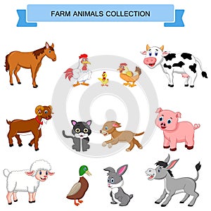 Cartoon farm animals collection