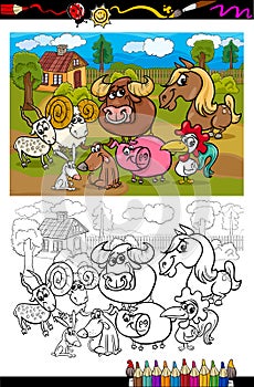Cartoon farm animals for coloring book