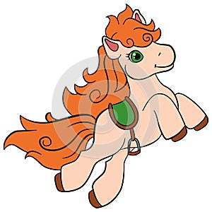 Cartoon farm animals for kids. Little cute pony.