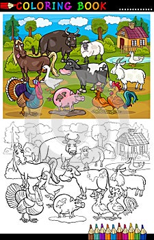 Cartoon Farm and Livestock Animals for Coloring