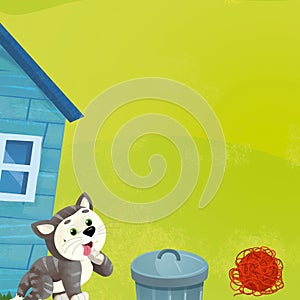 Cartoon farm ranch animals playing wool toy