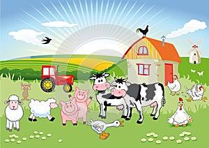 Cartoon farm scene