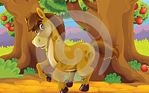 Cartoon farm scene with animal - horse