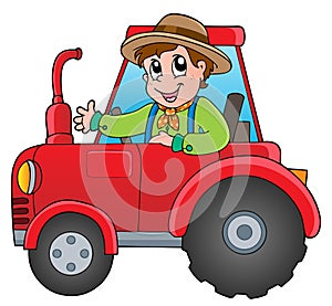 Cartoon farmer on tractor