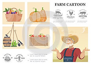 Cartoon Farming And Agriculture Composition