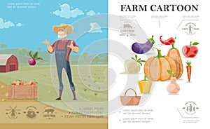 Cartoon Farming Colorful Concept