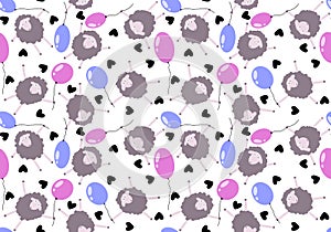 Cartoon farms animals seamless sleeping sheep pattern for wrapping paper and fabrics and linens and kindergarten