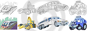 Cartoon fast cars set
